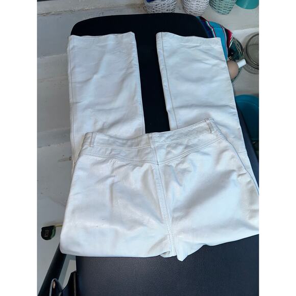 THEORY OFF WHITE LAMB LEATHER JEANS MADE IN ITALY 6 - Picture 3 of 9